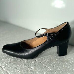 Trotters SZ 9N Black Mary Jane Heels Comfort Office Dressy Retro Wardrobe Staple